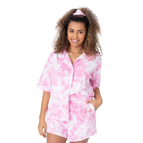 Barbie Womens/Ladies Tie Dye Towelling T-Shirt & Shorts Set