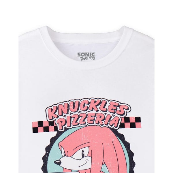 Sonic The Hedgehog Mens Knuckles Pizzeria Short-Sleeved T-Shirt