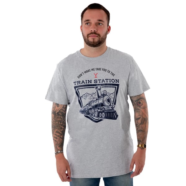 Yellowstone Mens Train Station Short-Sleeved T-Shirt