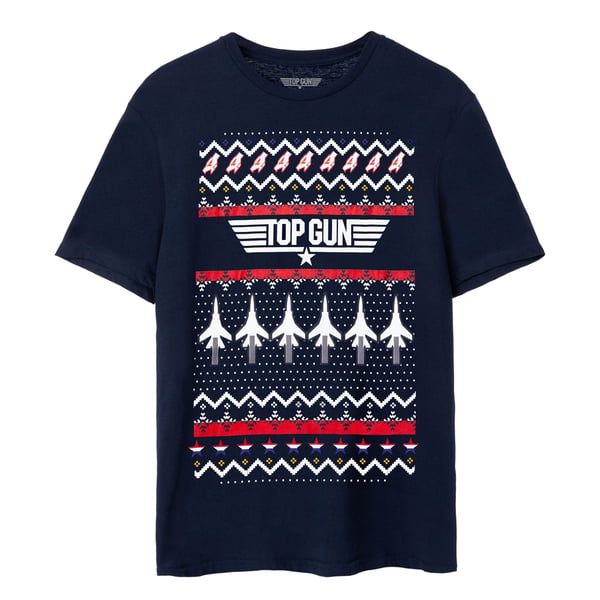 Top Gun Mens Fair Isle Christmas T-Shirt
