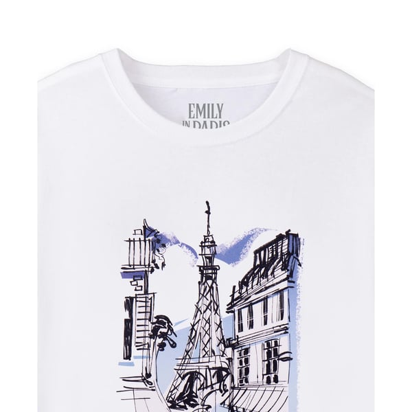 Emily In Paris Womens/Ladies Sketchy Cityscape Short-Sleeved T-Shirt