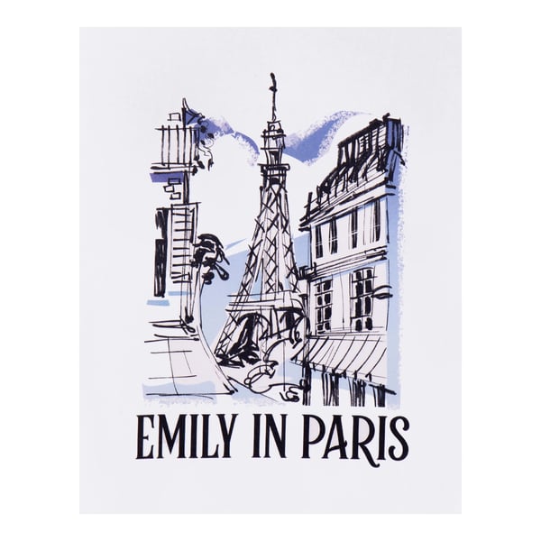 Emily In Paris Womens/Ladies Sketchy Cityscape Short-Sleeved T-Shirt