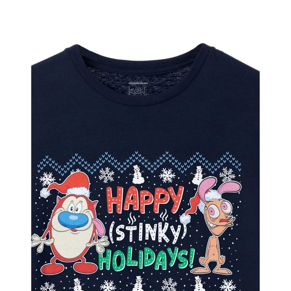 Ren & Stimpy Mens Happy Stinky Holidays T-Shirt