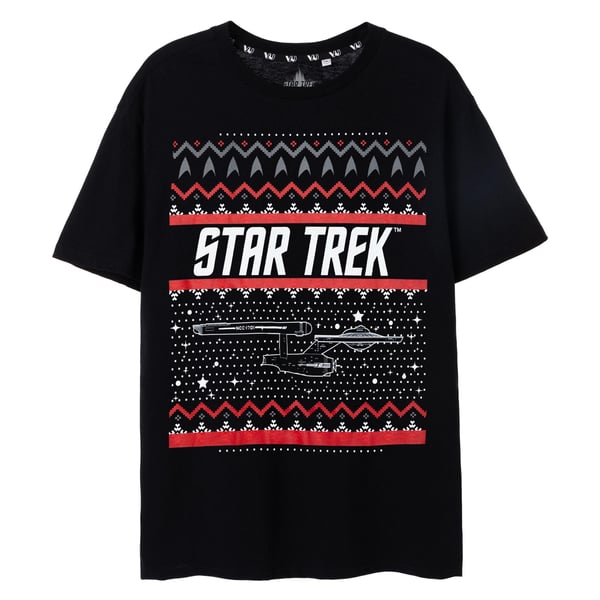 Star Trek Mens Fair Isle Christmas T-Shirt