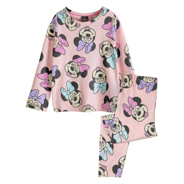 Disney Flickor Minnie Mouse Heltäckande Tryck Lång Pyjamas Set