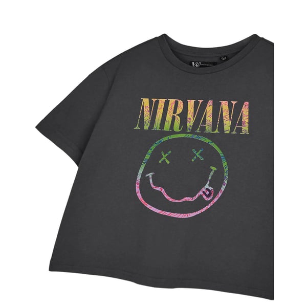 Nirvana Womens/Ladies Rainbow Logo Crop T-Shirt