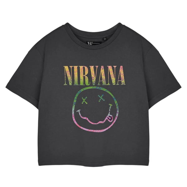 Nirvana Womens/Ladies Rainbow Logo Crop T-Shirt