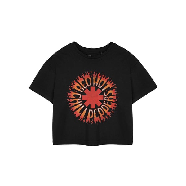Red Hot Chilli Peppers Naisten/Naisten Flames Crop T-paita