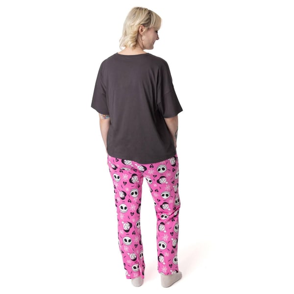Nightmare Before Christmas Womens/Ladies Jack and Sally Short-Sleeved Long Pyjama Set