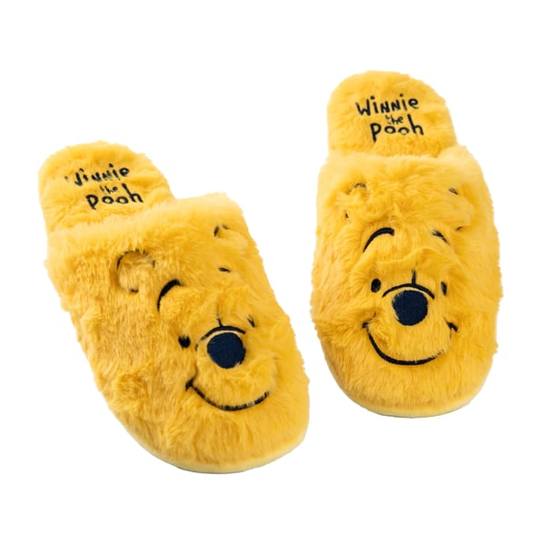 Winnie the Pooh Womens/Ladies Face Embroidered Mule Slippers Winnie the Pooh Womens/Ladies Face Embroidered Mule Slippers