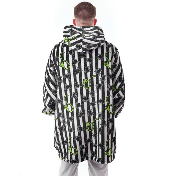 Beetlejuice Mens Striped Hoodie Blanket