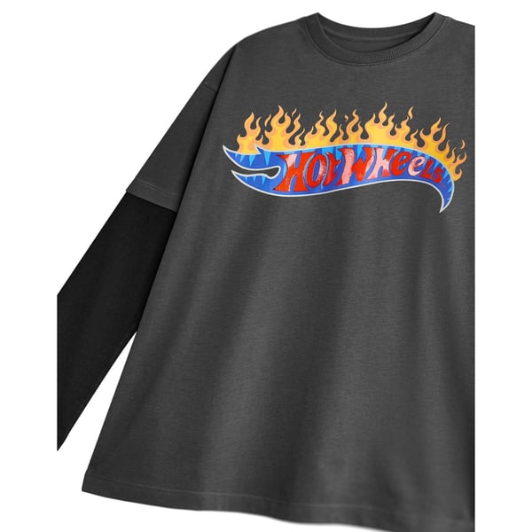 Hot Wheels Boys Flame Logo Long-Sleeved T-Shirt