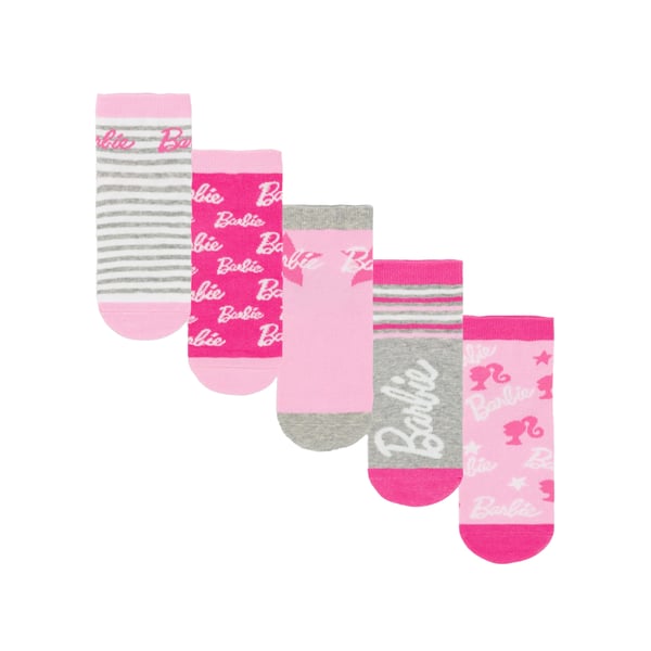 Barbie Girls Stripe Logo Star Socks Set (Pack of 5)