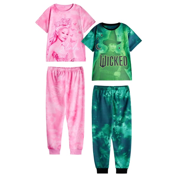 Wicked Girls Elphaba and Glinda Short-Sleeved Long Pyjama Set (Pack of 2)