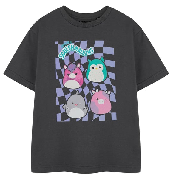 Squishmallows Girls Checkerboard Short-Sleeved T-Shirt