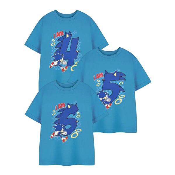 Sonic The Hedgehog Boys I Am 4 Short-Sleeved Birthday T-Shirt