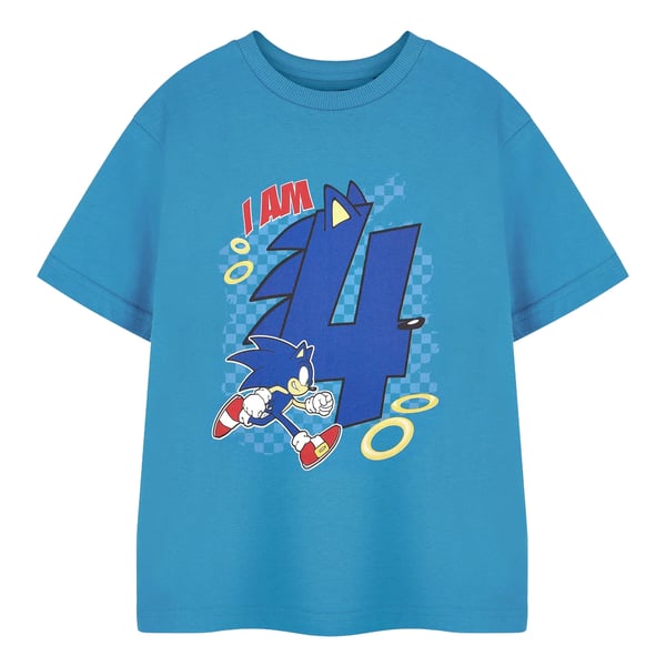 Sonic The Hedgehog Boys I Am 4 Short-Sleeved Birthday T-Shirt