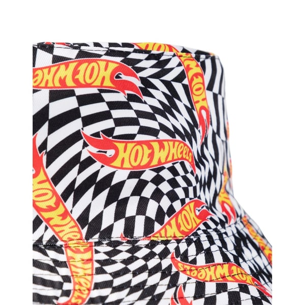 Hot Wheels Mens Checkerboard Logo Reversible Bucket Hat