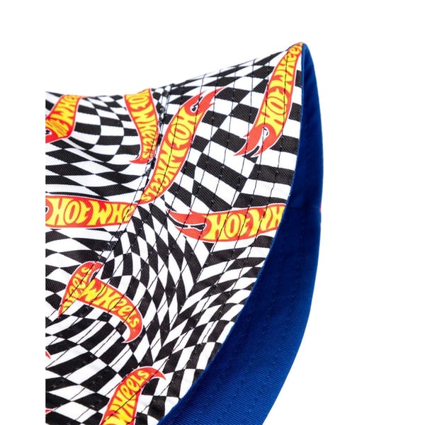 Hot Wheels Mens Checkerboard Logo Reversible Bucket Hat