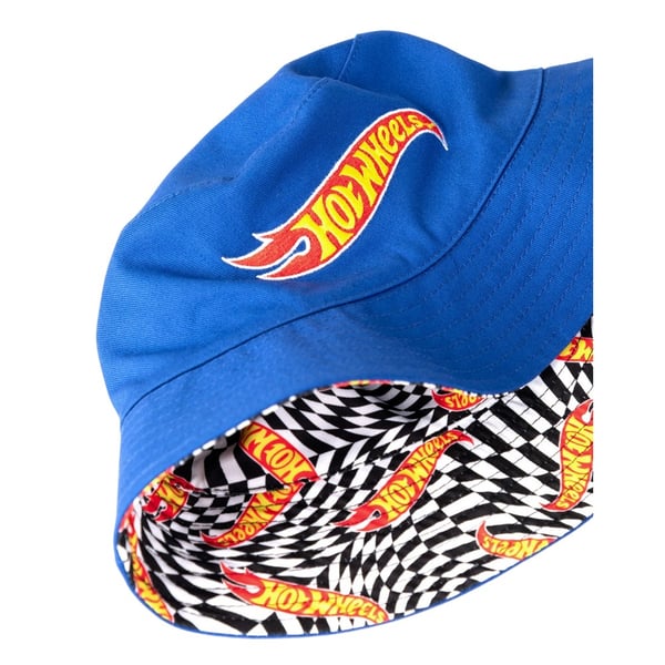 Hot Wheels Mens Checkerboard Logo Reversible Bucket Hat