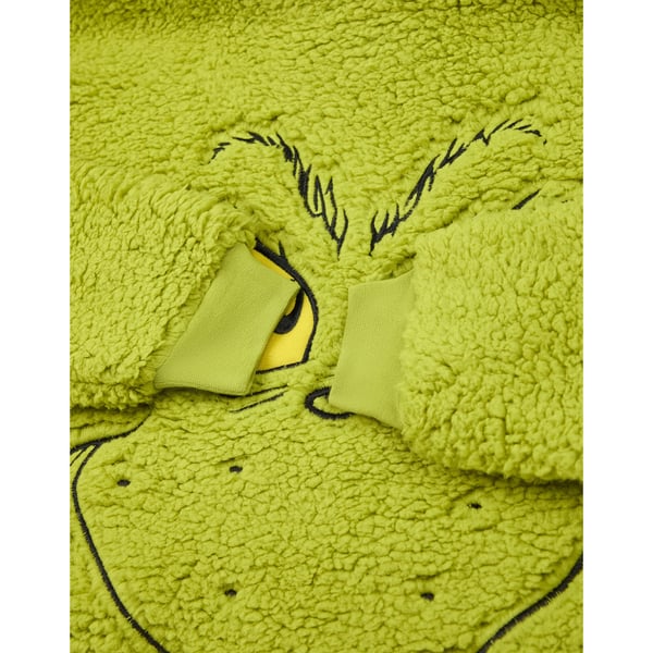 The Grinch Childrens/Kids Face Embroidered Blanket Hoodie