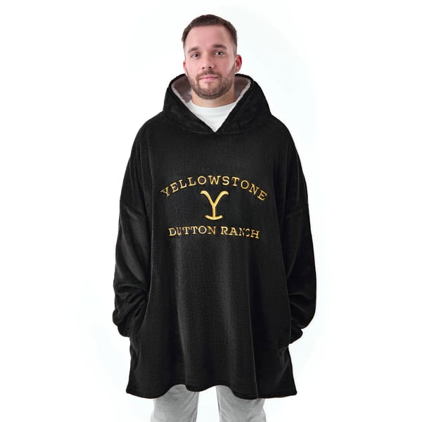 Yellowstone Mens Dutton Ranch Logo Blanket Hoodie Yellowstone Mens Dutton Ranch Logo Blanket Hoodie