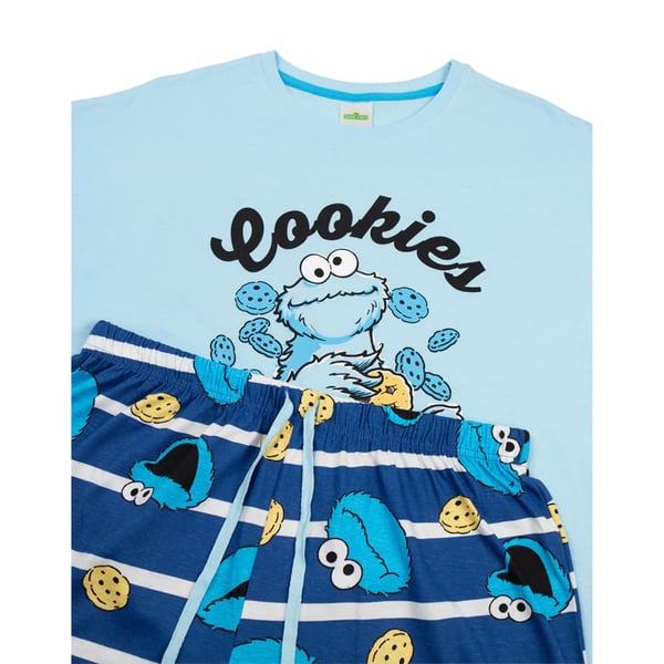 Sesame Street Womens/Ladies Cookie Monster Short-Sleeved Long Pyjama Set