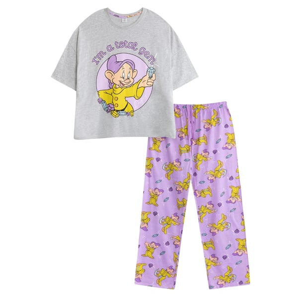 Snow White And The Seven Dwarfs Womens/Ladies Dopey Short-Sleeved Long Pyjama Set Snow White And The Seven Dwarfs Womens/Ladies Dopey Short-Sleeved Long Pyjama Set