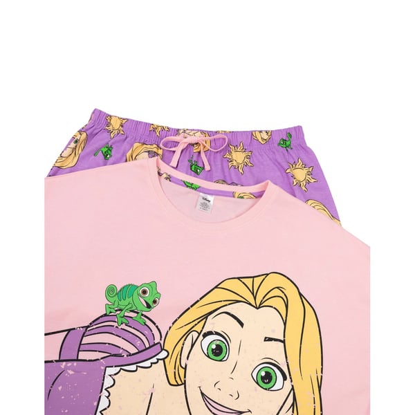 Tangled Womens/Ladies Rapunzel Short-Sleeved Long Pyjama Set