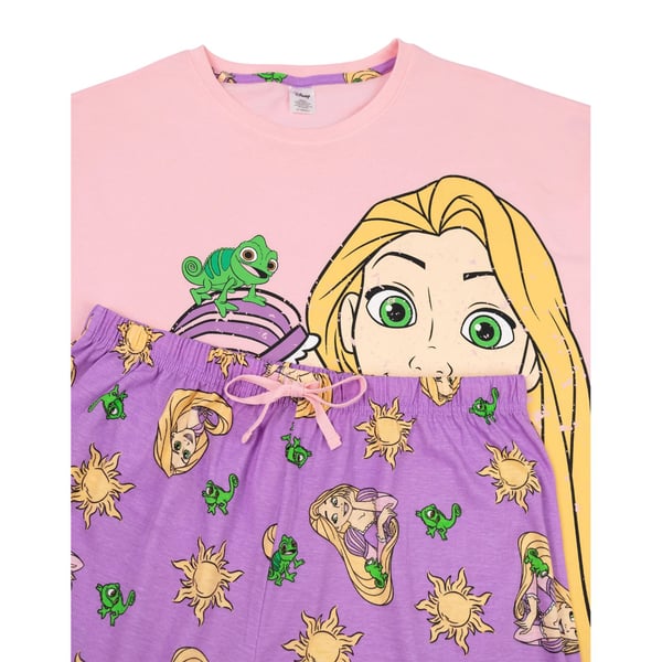 Tangled Womens/Ladies Rapunzel Short-Sleeved Long Pyjama Set