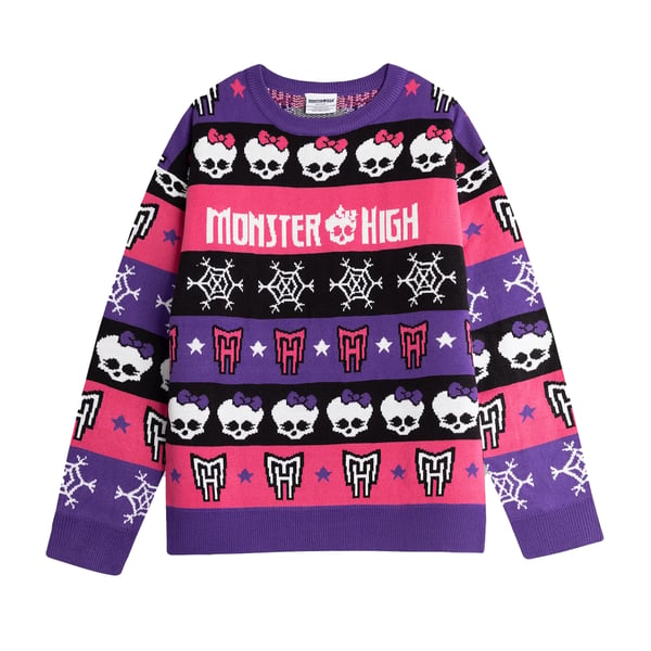 Monster High Womens/Ladies Skull & Snowflake Christmas Jumper