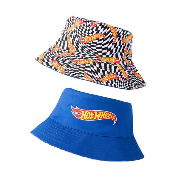 Hot Wheels Boys Checkerboard Logo Reversible Bucket Hat