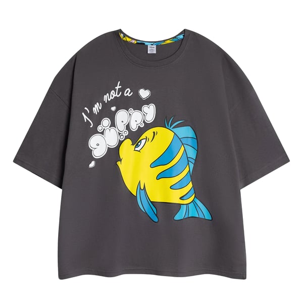 The Little Mermaid Womens/Ladies Flounder Short-Sleeved Long Pyjama Set