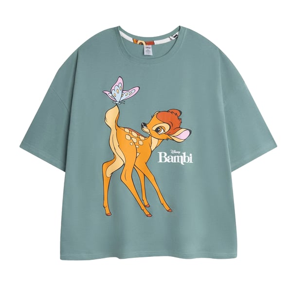 Bambi Womens/Ladies Logo Short-Sleeved Long Pyjama Set