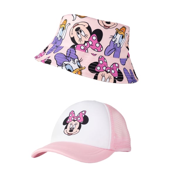 Disney Girls Minnie Mouse Bucket Hat & Cap Set
