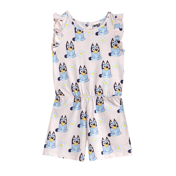 Bluey Girls Flowers All-Over Print Sleeveless Playsuit Bluey Girls Flowers All-Over Print Sleeveless Playsuit