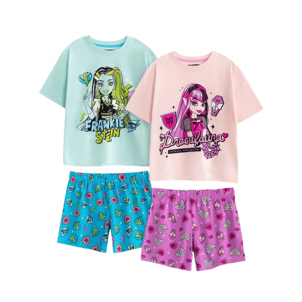 Monster High Girls Draculaura & Frankie Stein Short Pyjama Set (Pack of 2)