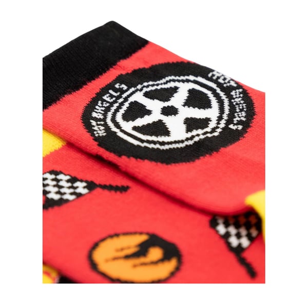 Hot Wheels Boys Checkerboard Flame Calf-Length Socks (Pack of 5)