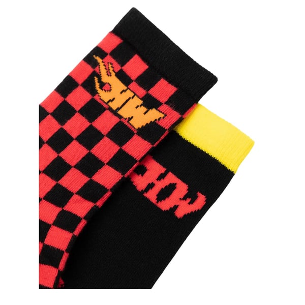 Hot Wheels Boys Checkerboard Flame Calf-Length Socks (Pack of 5)