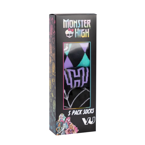 Monster High Girls Skulls Calf-Length Socks (Pack of 5)