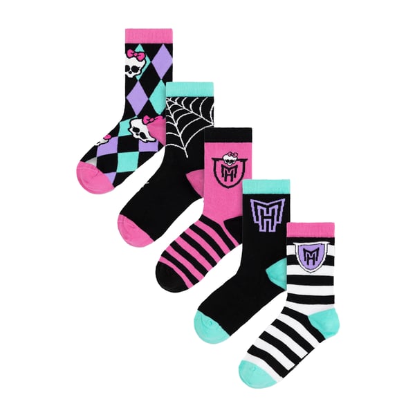 Monster High Girls Skulls Calf-Length Socks (Pack of 5)
