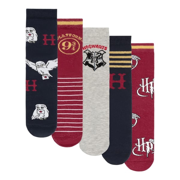 Harry Potter Womens/Ladies Hogwarts Calf-Length Socks (Pack of 5)