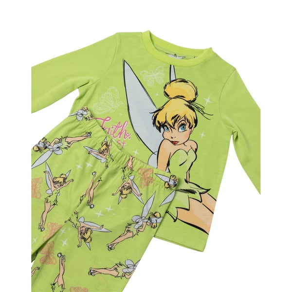 Tinkerbell tyttöjen perhoskuvioinen pitkä pyjamasetti