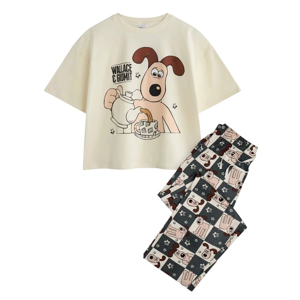 Wallace and Gromit Dam/Dam Tea Time Kortärmad Lång Pyjamas Set