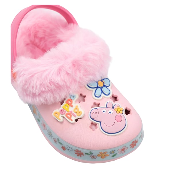 Peppa Pig Girls Flowers Fur Lined Clogs