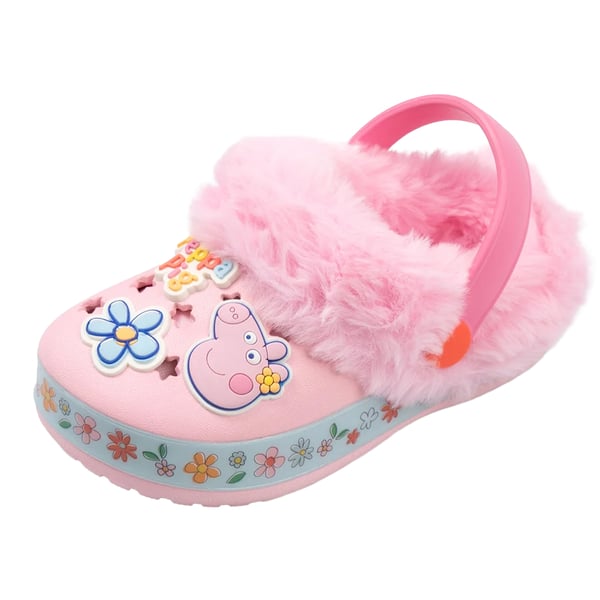 Peppa Pig Girls Flowers Fur Lined Clogs