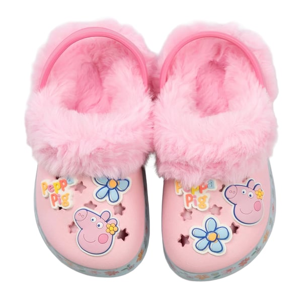 Peppa Pig Girls Flowers Fur Lined Clogs