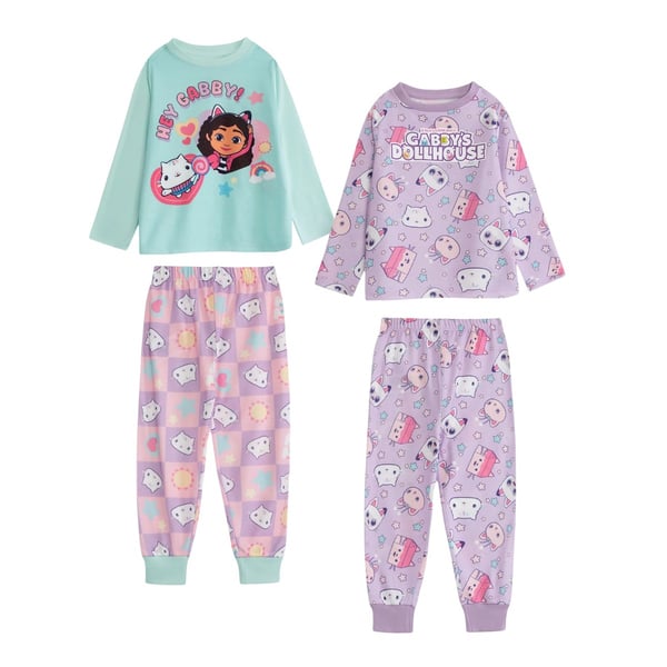 Gabby's Dollhouse Långärmad Pyjamas för Flickor (2-pack)