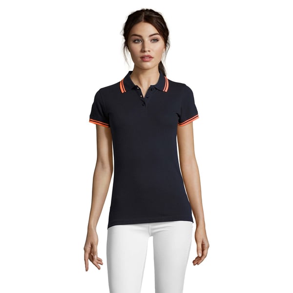 SOLS Womens/Ladies Pasadena Tipped Short Sleeve Pique Polo Shirt
