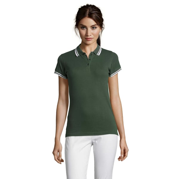 SOLS Womens/Ladies Pasadena Tipped Short Sleeve Pique Polo Shirt